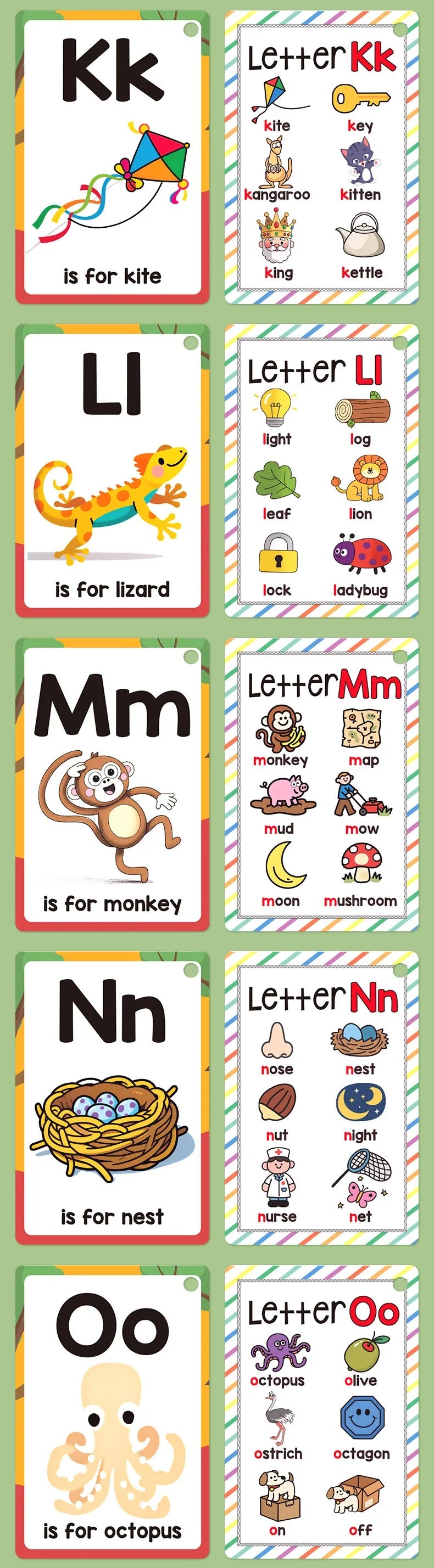 156 A–Z Learning Flash Cards for Kids | Picture & Word Cards Set
