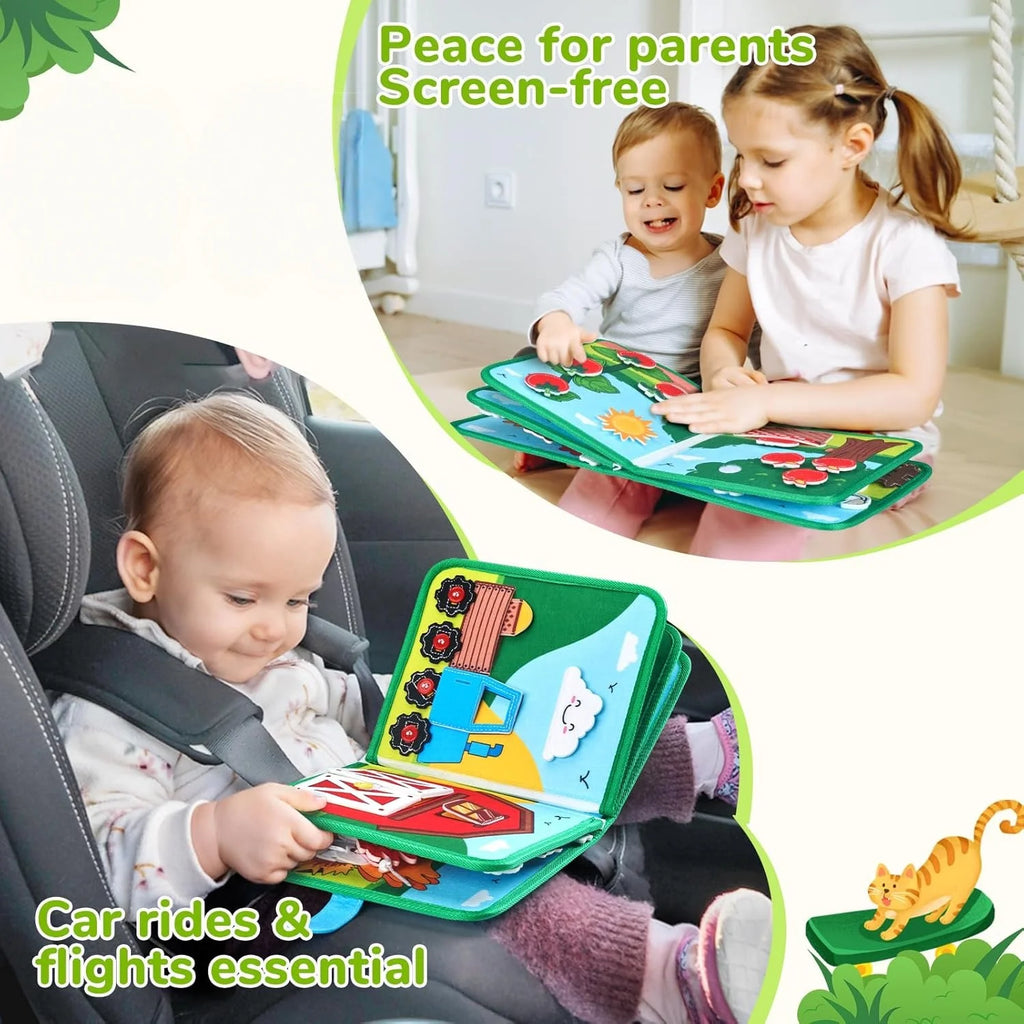 Montessori Soft Busy Book for Toddlers | Sensory Cloth Activity Book