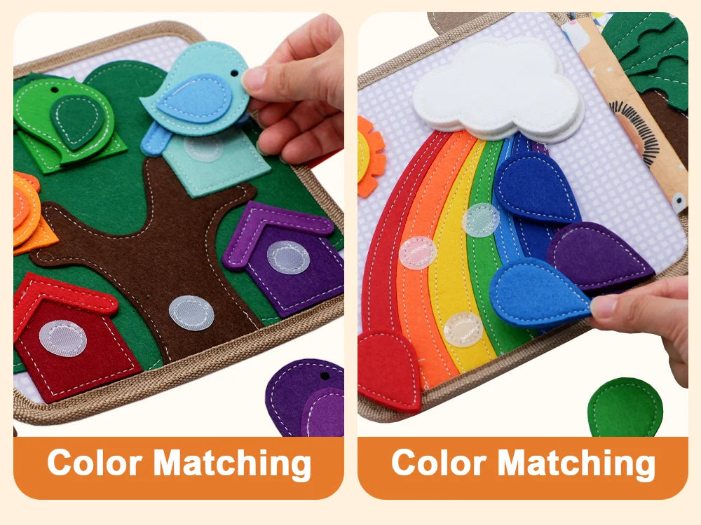 Montessori Soft Busy Book for Toddlers | Sensory Cloth Activity Book