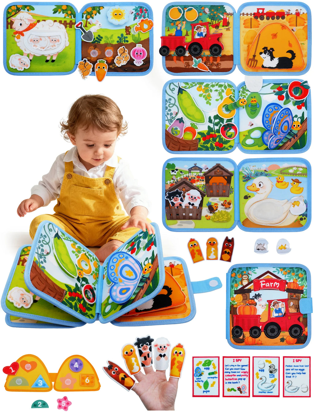 Montessori Soft Busy Book for Toddlers | Sensory Cloth Activity Book