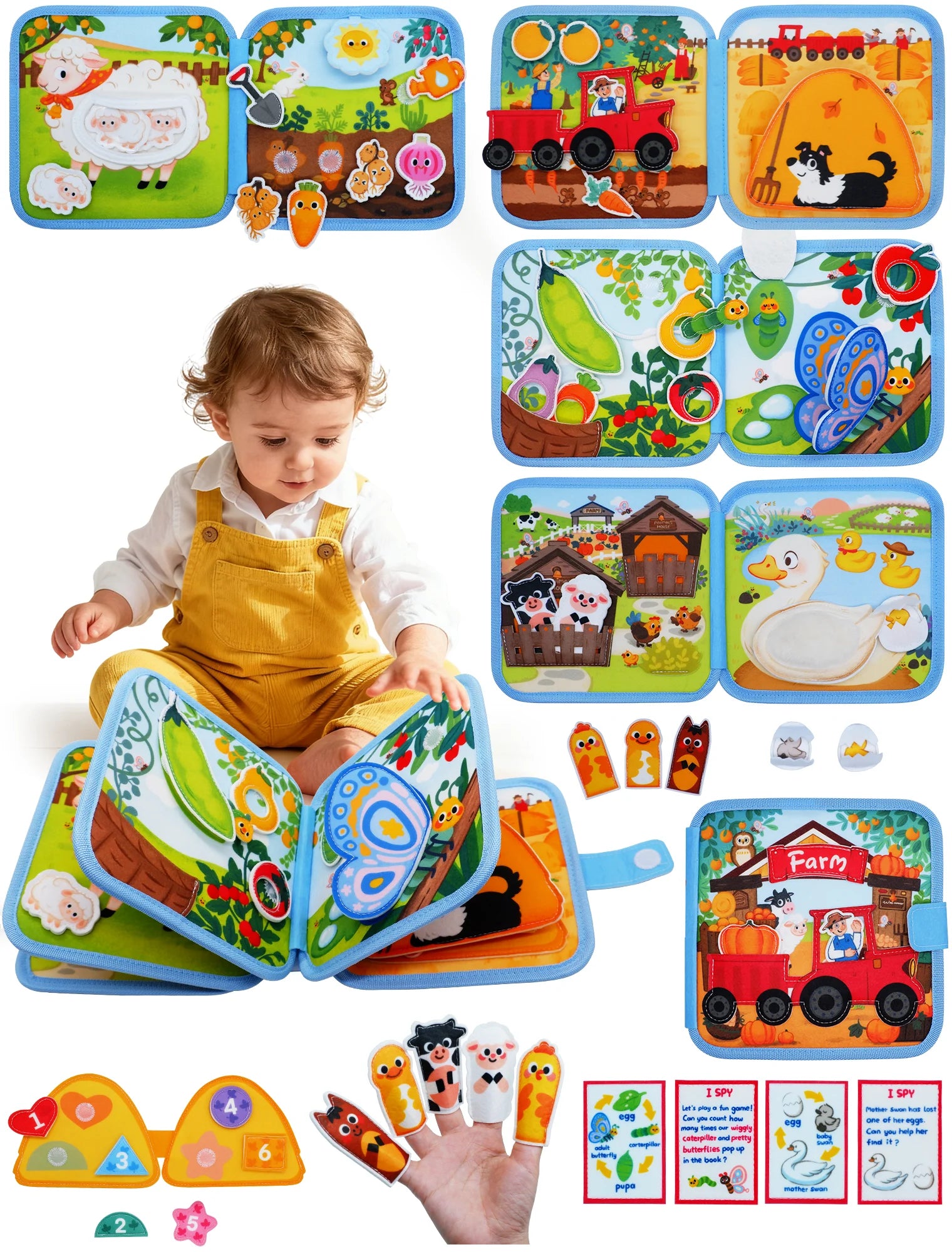 Montessori Soft Busy Book for Toddlers | Sensory Cloth Activity Book