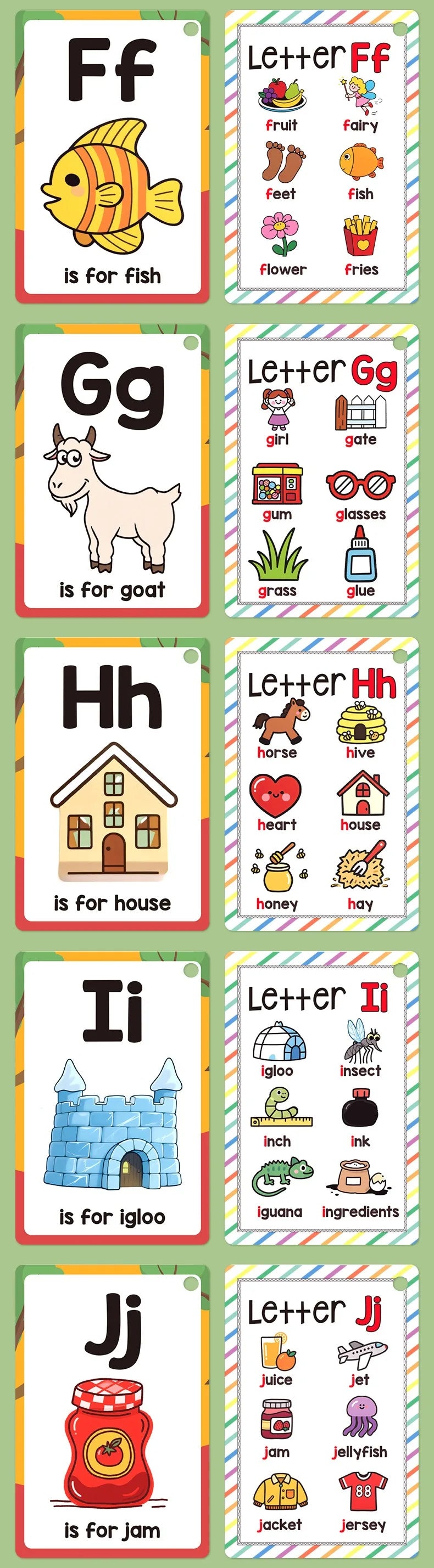 156 A–Z Learning Flash Cards for Kids | Picture & Word Cards Set
