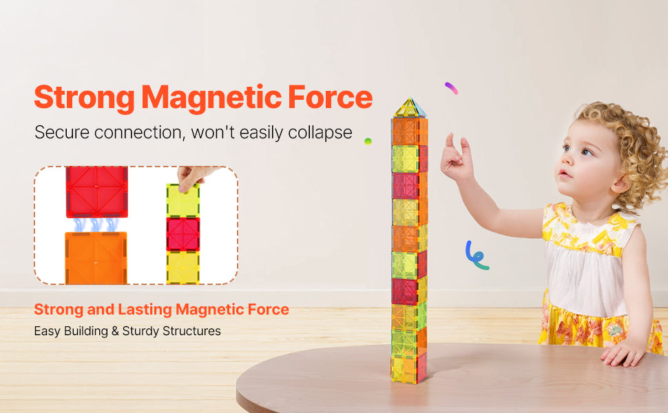 SucceBuy 56-Piece Magnetic Building Tiles Set – STEM Learning Toy for Kids
